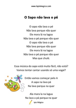 O sapo não lava o pé, ficha pdf nº1