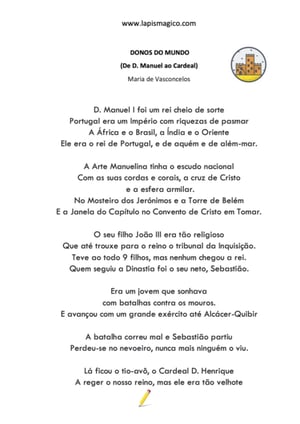 Donos do mundo (De D Manuel ao Cardeal), ficha pdf nº1
