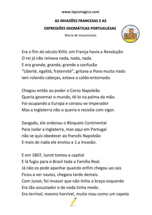 As Invasões Francesas e as Expressões Idiomáticas Portuguesas, ficha pdf nº1