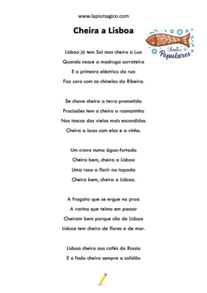 Cheira a Lisboa, ficha pdf nº1