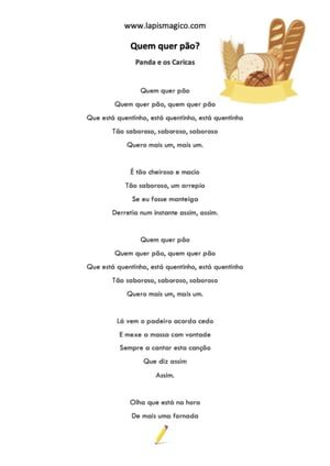 Quem Quer Pão?, ficha pdf nº1