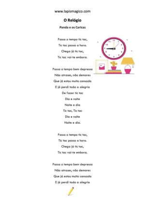 O Relógio, ficha pdf nº1