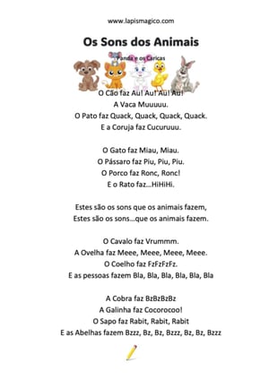 Os Sons dos Animais, ficha pdf nº1