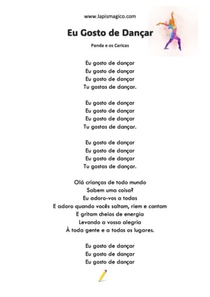 Eu Gosto De Dançar, ficha pdf nº1