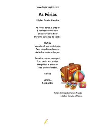 As Férias, ficha pdf nº1