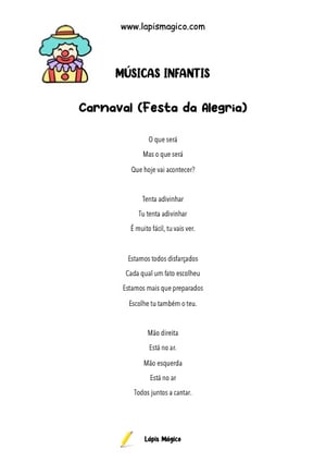 Carnaval (A Festa da Alegria), ficha pdf nº1