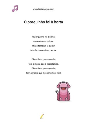 O porquinho foi à horta, ficha pdf nº1