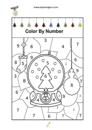 Pintar por números de Natal, ficha PDF nº1