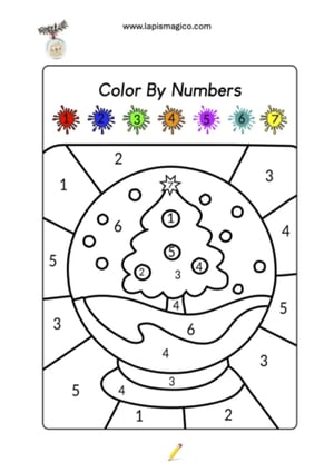Pintar por números de Natal, ficha PDF nº2