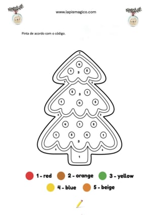 Pintar por números de Natal, ficha PDF nº4