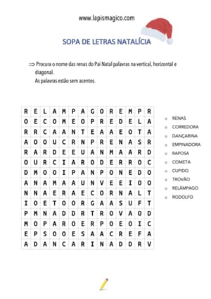Sopa de letras sobre o Natal, ficha PDF nº3