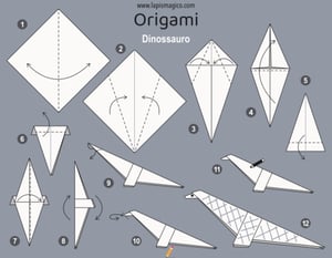Origamis de dinossauro, ficha pdf nº2