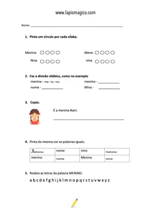 Menina, ficha pdf nº4