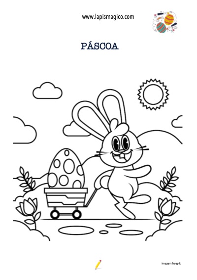 Desenhos de coelhos de Páscoa para colorir, ficha pdf nº5