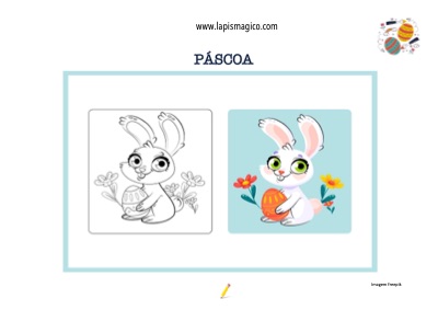 Desenhos de coelhos de Páscoa para colorir, ficha pdf nº6