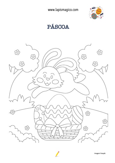 Desenhos de coelhos de Páscoa para colorir, ficha pdf nº10