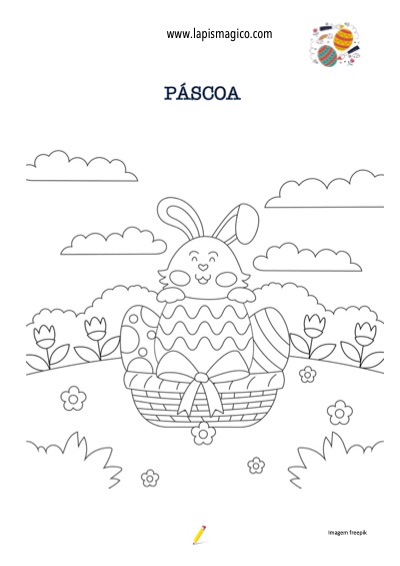 Desenhos de coelhos de Páscoa para colorir, ficha pdf nº9