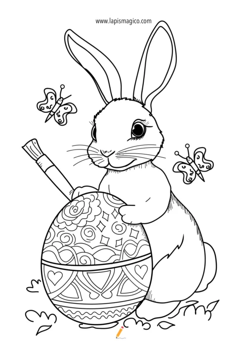 Desenhos de coelhos de Páscoa para colorir, ficha pdf nº11