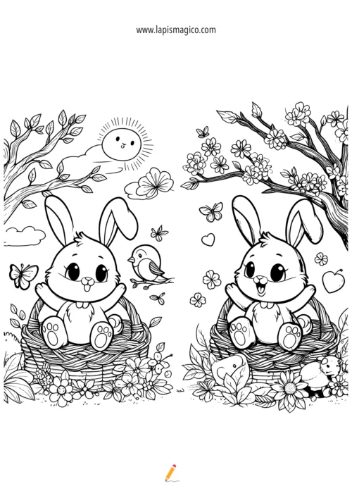 Desenhos de coelhos de Páscoa para colorir, ficha pdf nº12