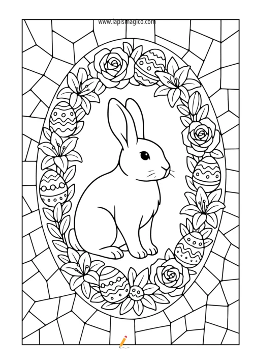 Desenhos de coelhos de Páscoa para colorir, ficha pdf nº14