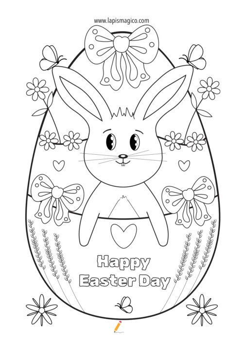 Desenhos de coelhos de Páscoa para colorir, ficha pdf nº15
