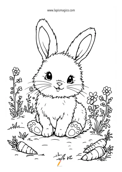 Desenhos de coelhos de Páscoa para colorir, ficha pdf nº18