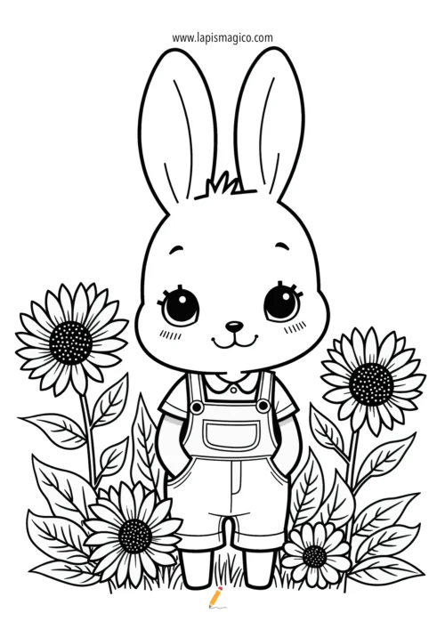Desenhos de coelhos de Páscoa para colorir, ficha pdf nº20