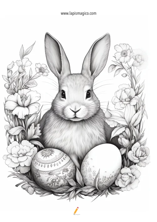 Desenhos de coelhos de Páscoa para colorir, ficha pdf nº21