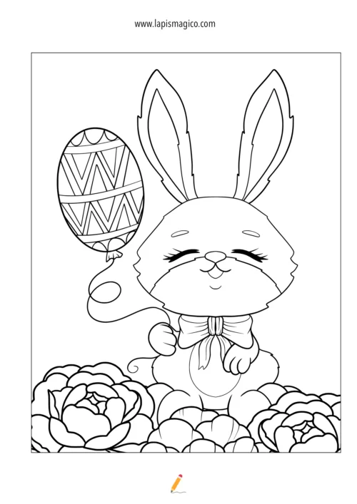 Desenhos de coelhos de Páscoa para colorir, ficha pdf nº22