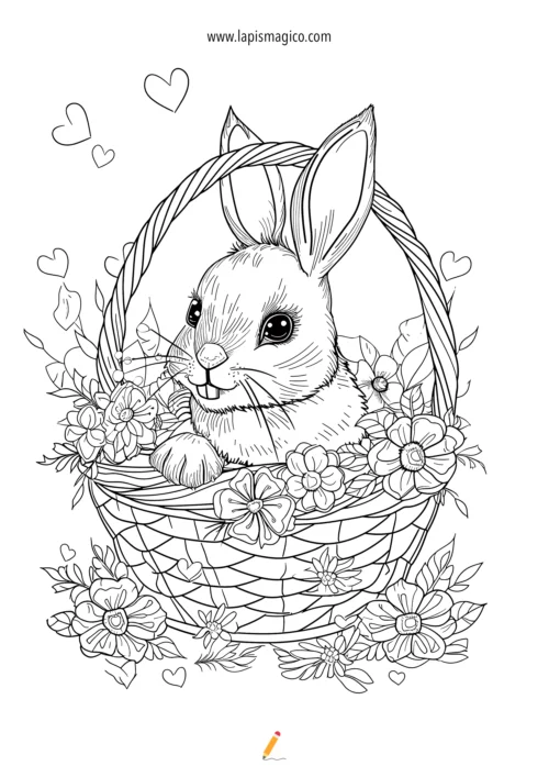 Desenhos de coelhos de Páscoa para colorir, ficha pdf nº23