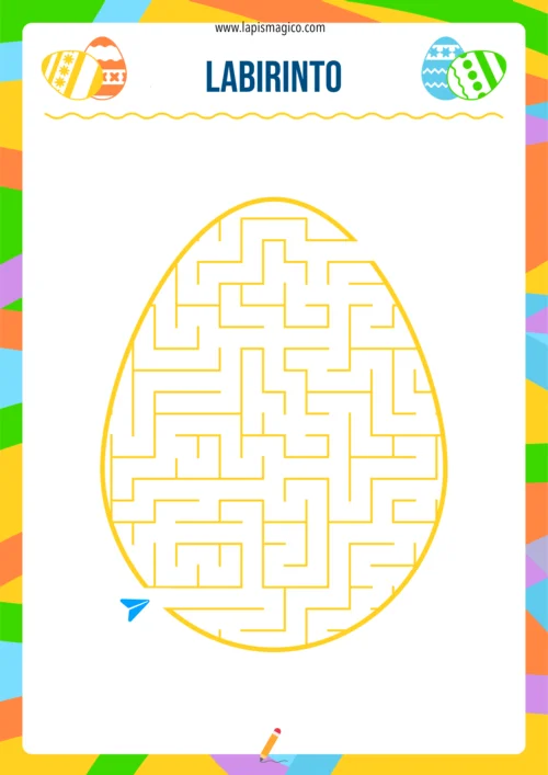 Labirintos de Páscoa com vários níveis de dificuldade, ficha pdf nº6