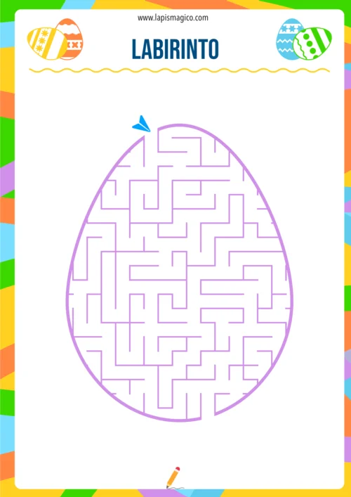 Labirintos de Páscoa com vários níveis de dificuldade, ficha pdf nº7