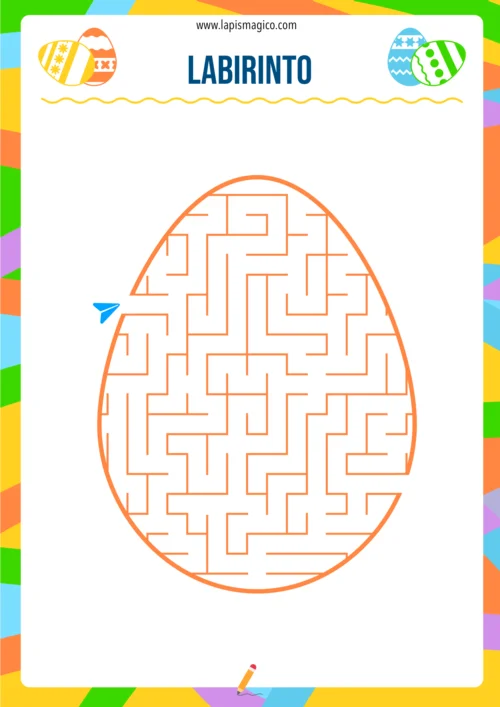Labirintos de Páscoa com vários níveis de dificuldade, ficha pdf nº8