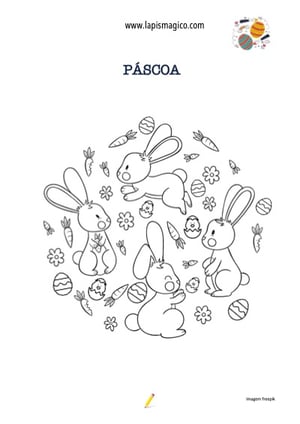 Desenhos de coelhos de Páscoa para colorir, ficha pdf nº3
