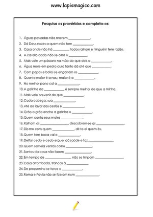 Provérbios de A a Z, ficha pdf nº2