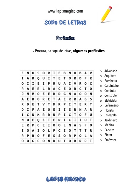 Profissões, ficha pdf nº1