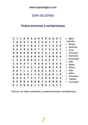 Pedras preciosas e semipreciosas, ficha pdf nº1