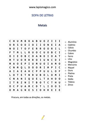 Metais, ficha pdf nº1