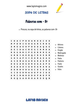 Palavras com DR, ficha pdf nº1