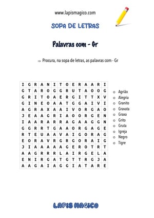 Palavras com GR, ficha pdf nº1