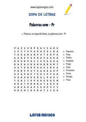 Palavras com PR, ficha pdf nº1