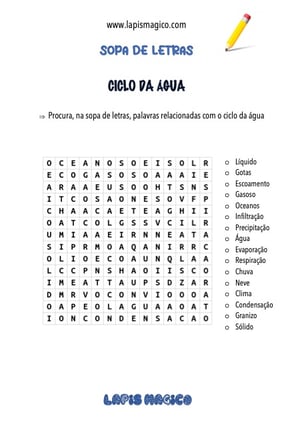 Ciclo da água, ficha pdf nº1