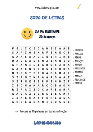 Dia da Felicidade, ficha pdf nº1