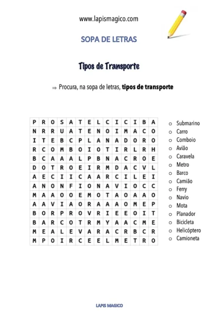 Tipos de transportes, ficha pdf nº1