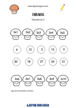 Tabuada do 3, ficha pdf nº3