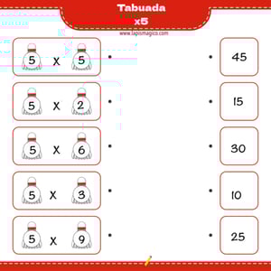 Tabuada do 5, ficha pdf nº7