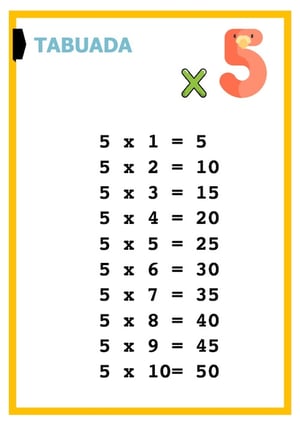 Tabuada do 5, ficha pdf nº4