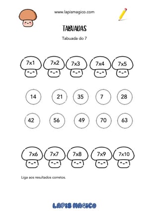 Tabuada do 7, ficha pdf nº3