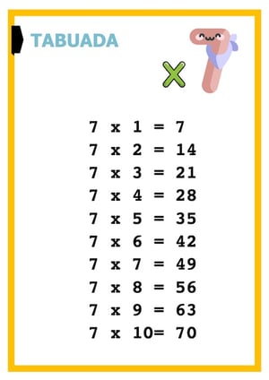 Tabuada do 7, ficha pdf nº4