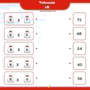 Tabuada do 8, ficha pdf nº7